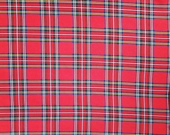 Red Tartan Scottish Clan Bandana Headband Hair Tie Dog Bandana Chemowear Turban Fabric Scarf 100% Cotton Fabric