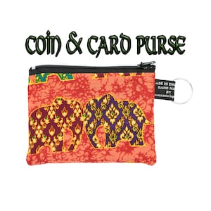 Mandala Elefantes en Rojo - Monedero hecho a mano - Tela 100% Algodón ideal para tarjetas de efectivo monedas Ideal Regalo Floristería