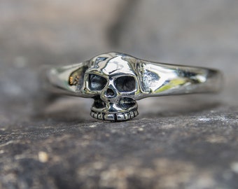 Skull Pinkie Ring .925 solid sterling silver Skull, Skeleton, Metal, Biker, Pagan, Gothic