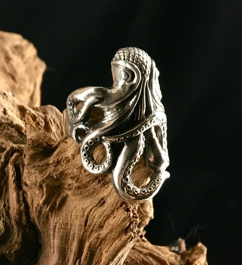 Kraken Ring .925 Solid Sterling Silver/sea Etsy