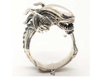 Alien Ring .925 solid sterling silver band Metal, Biker, Venom Premotheus Xenomorph Predator