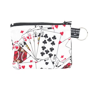 Gran monedero de diseñador para naipes, hecho a mano con 100% algodón atemporal, ideal para tarjetas de efectivo, monedas, regalo ideal para jugadores y jugadores.