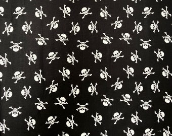 Skull and Cross Bones Bandana Headband Biker Metal Gothic Chemo Wear Bandanna 100% Cotton Rose and Hubble Fabric perfect for pirate costume