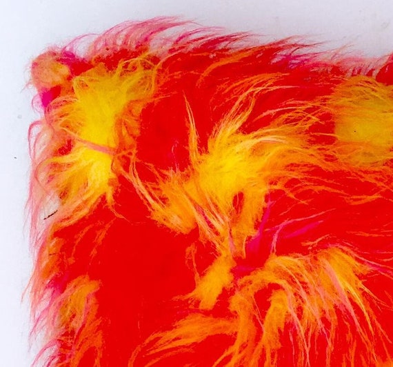 Yellow Orange Fluffy Cushions Bright Orange Mongolian Tibetan Lamb