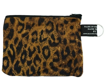Realistic Leopard Print ~ Handmade  Purse ~ 100% Cotton great for cash cards coins Ideal Gift ~ Big Cat Wild Safari Animal