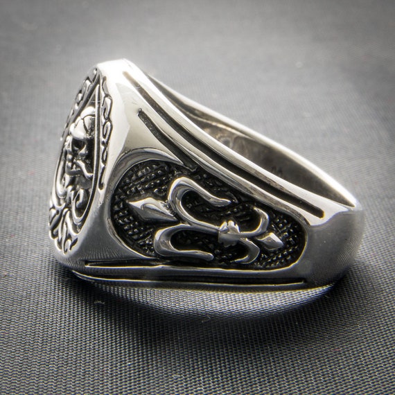 Ace of Spades Skull Ring .925 Sterling Silver, Biker, Goth, Metal