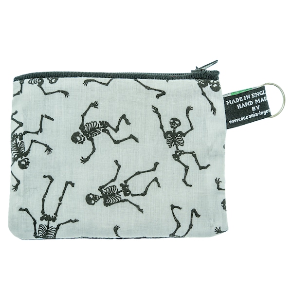 Fun Dancing Skeleton design ~ Handmade  Purse ~ 100% Cotton Fabric great for cash cards coins Ideal Gift ~