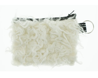 Curly Lamb Design ~ Handmade  Purse ~ 100% Cotton great for cash cards coins Ideal Gift ~ Faux Fur