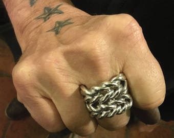 Keeper Ring .925 solid silver knotted ring celtic knotwork Biker Heavy Metal Rock  Available T - Z+5