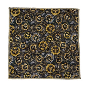 Queen Bees in a golden crest with busy honey bees designer bandana, also can be worn as a Headband,  100% Cotton by Timeless Treasures