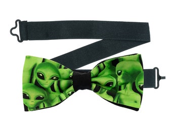 Alien bow tie perfect for Weddings Graduation or Prom Neck-Tie can also be worn as a hair bow.  Great fun design