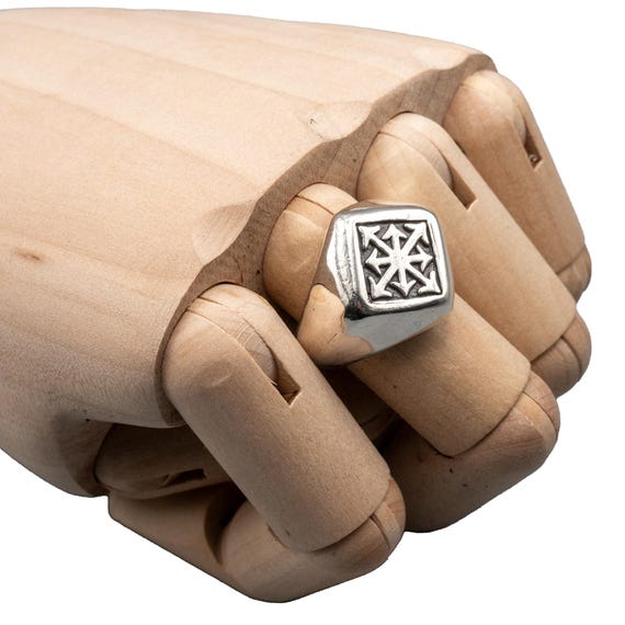 Chaos Star Signet Ring .925 Solid Sterling Silver Arrows Biker 