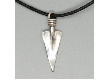 Arrow/Spear Head Pendant handmade from .925 solid sterling silver supplied on an adjustable black cord necklace or choker great gift idea