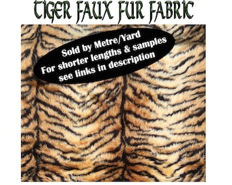 Tiger Faux Fur ultra soft FABRIC sold per metre or yard for making soft furnishings, scarves, apparels etc