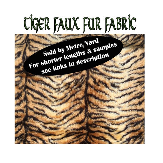 Tiger Faux Fur ultra soft FABRIC sold per metre or yard for making soft furnishings, scarves, apparels etc