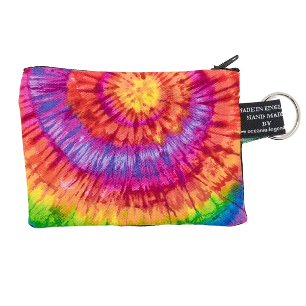 Rainbow Tie Dye Spiral Design ~ Handmade  Purse ~ 100% Cotton great for cash cards coins Ideal Gift ~ Peace Pride