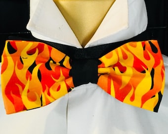 Flames Flaming Bow Tie Hair Bow Necktie Graduation Prom 100% Cotton