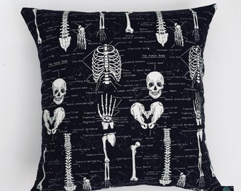 Glow in The Dark Skeleton Anatomy Cushion Cover Fits 18" x 18" Case Medical Doctors Surgeons