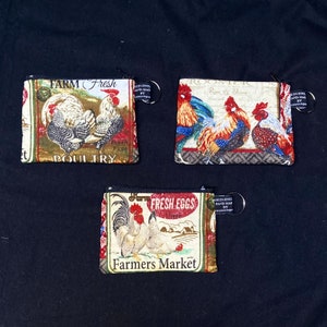 Monederos artesanales de granja avícola para pequeños agricultores, ideales para guardar dinero, tarjetas y monedas, 100 % algodón, de David Textiles.