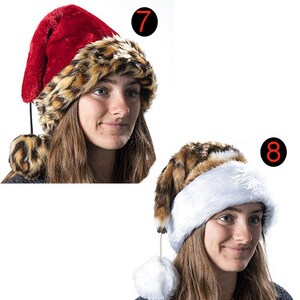 Xmas Santa Hat handmade from gorgeous plush Faux Fur fabric, Cruella Dalmatian, Leopard, Tiger, Cow, Elf a festive winter must have! image 5