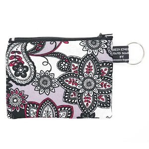 Lovely design with a Balinese Flower & Paisley Design Card and Coin Purse Handmade from Timeless 100% Cotton Great gift