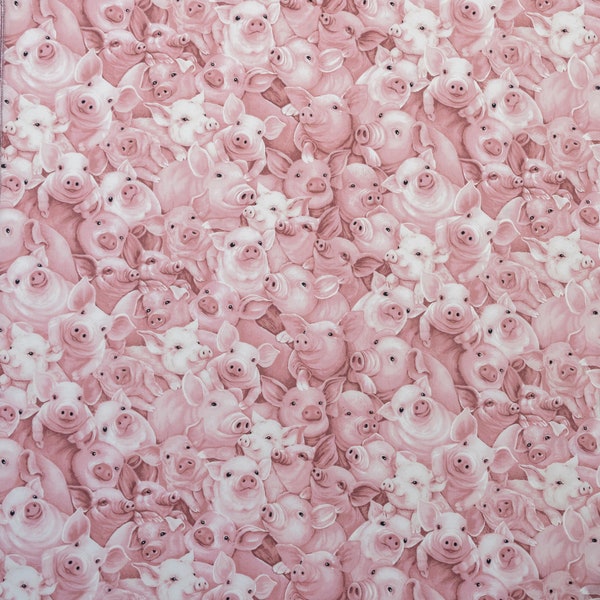 Superbe tissu Pink Pigs par Timeless Treasures 100 % coton parfait pour les vêtements et les accessoires