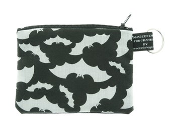 Monochrome Bats Coin Purse Handmade from Timeless 100% Cotton great for cash cards coins Ideal Gift Black & White Gothic Purse