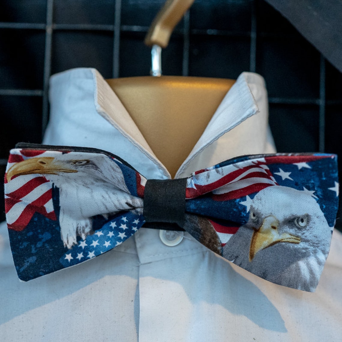 American Bald Eagle USA Flag Bow Tie Hair Bow Dickie Bow Etsy