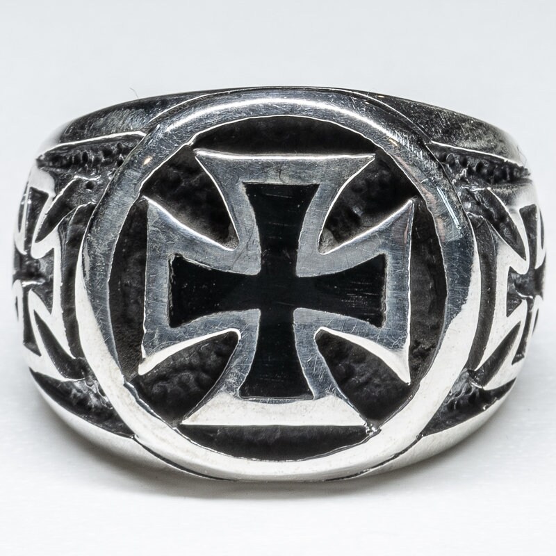 Great Iron Cross Signet Ring, Chunky Statement Ring Perfect for