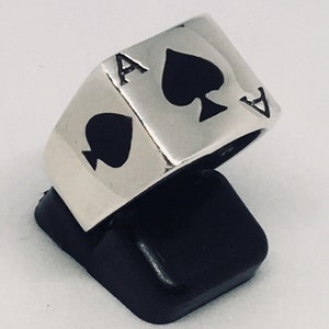 Ace of Spades Karten-Ring ~ handgemachtes .925 Sterlingsilber Band ~ Vegas Wedding Band ~ Siegelring ~ Biker ~ Zocker ~