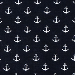 Rows of anchors on navy blue fabric ~ Handmade Bandana Headband Hair Tie Chemo Headwear Dog Bandana Scarf Empee Little Johnny 100% Cotton