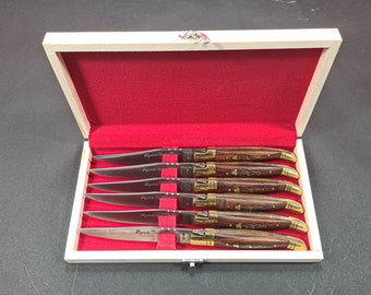 Set of 6 French Laguiole handle steak knives