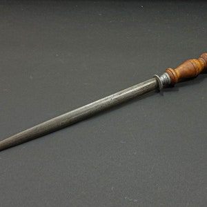 Antique F. Dick Honing Steel With Stag Antler Handle 14 Round Honing Steel  Rod Reverse Arrow Marking Made in Germany 