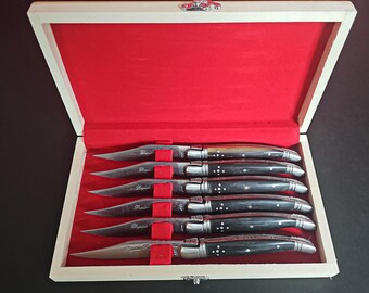 希少❗️フランス製　Laguioleナイフ5本セット Laguiole Steak Knives Set of 5 | Serrated Stainless Steel, Made in