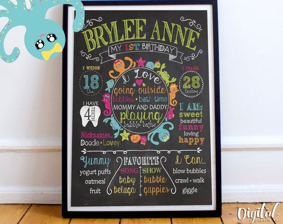 Printable Under The Sea First Birthday Chalkboard Sign Ocean Etsy