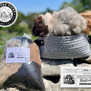Alpaca Fiber Bird Nesting Material - 100% All Natural Unwashed - Ready to Hang 5 oz. bag of Alpaca Fiber Refill