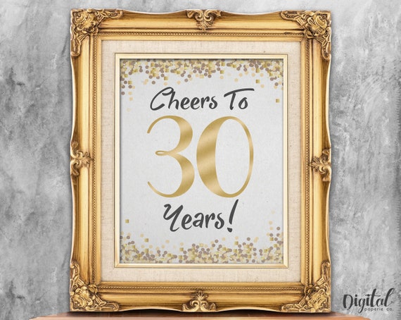 30 Years Printable Cheers To 30 Years 30th Anniversary Etsy