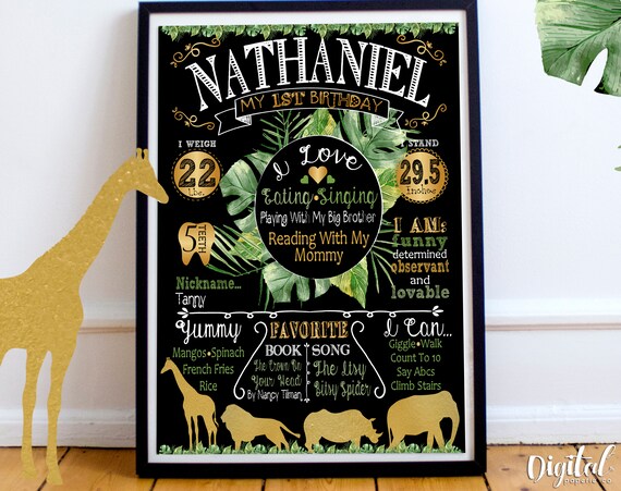 Printable Jungle First Birthday Chalkboard Sign Safari Etsy Printable Jungle First Birthday Chalkboard Sign Safari Etsy