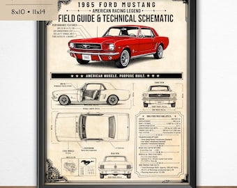 1965 Mustang Blueprint Print | Muscle Car Technical Schematic (Digital Download)