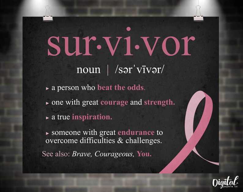 Survivor Definition Printable Cancer Survivor Gift Wall Etsy