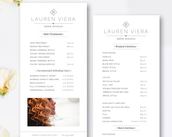 salon menu etsy