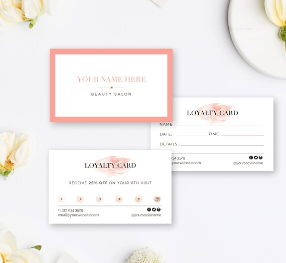Hairstylist Loyalty Reward Cards Punch Card Loyalty Etsy