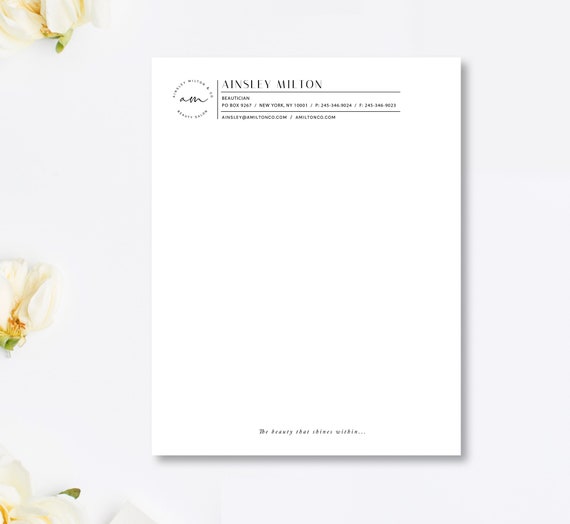 business stationery beauty salon letterhead design modern letterhead template photoshop template instant download letterhead stationery