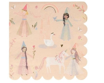 Meri Meri Magical Princess Party Hats Pink /& Neon Coral Tassels with Scallop Edge Pack of 8