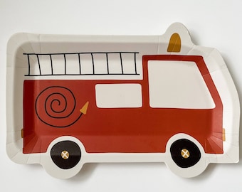 Piatti per feste a tema camion dei pompieri (8 pezzi)