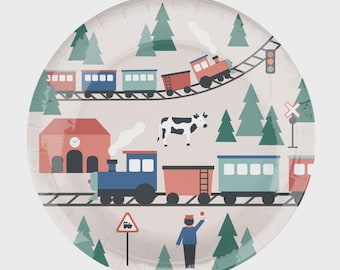 Piatti di compleanno a forma di treno (8 pezzi)
