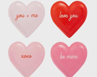 Juego de platos con forma de corazón para conversar (8 platos, 4 diseños)