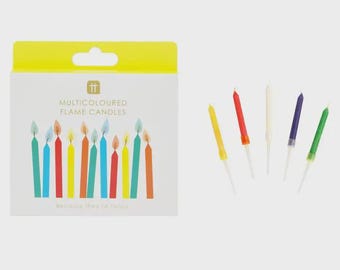 Velas de cumpleaños con llamas de colores (12 unidades)