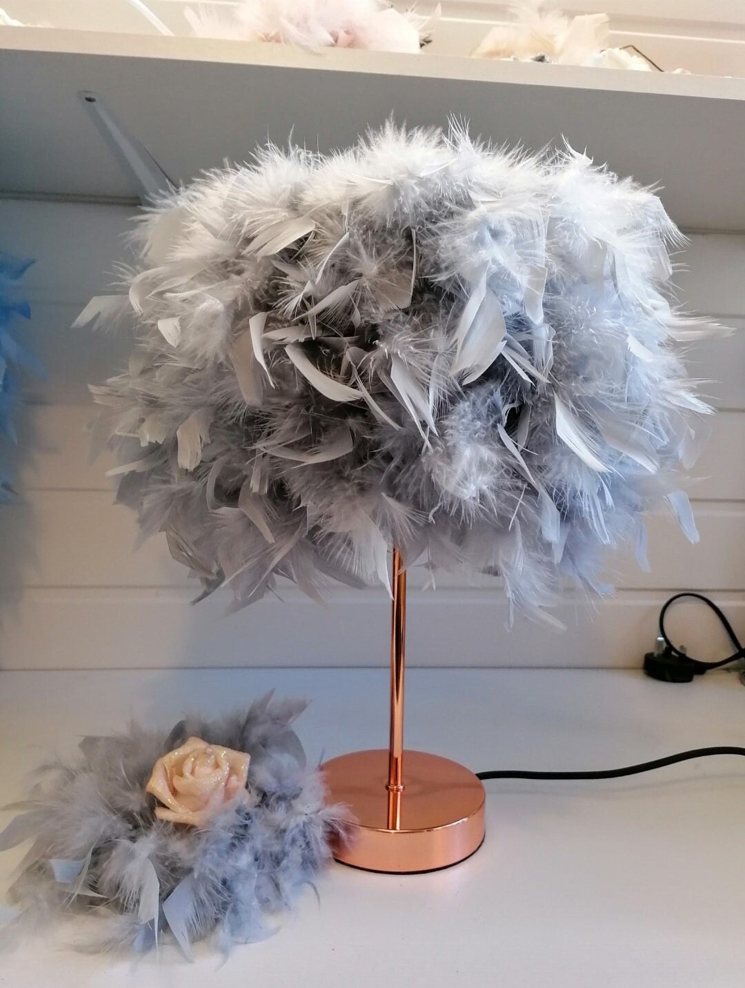 Grey feather lamp deals