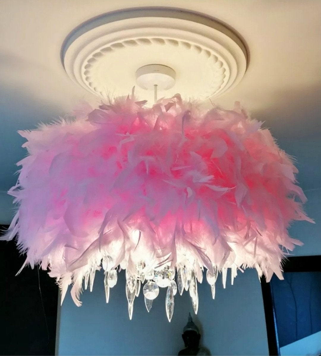 Feather lampshade sales pink